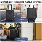MOONCY 2-in-1 Einkaufstrolley, 30L Große Einkaufstasche auf Rollen, Leichter Einkaufswagen Klappbar für Camping und Reisen, Inklusive Einkaufswagenlöser, Blau