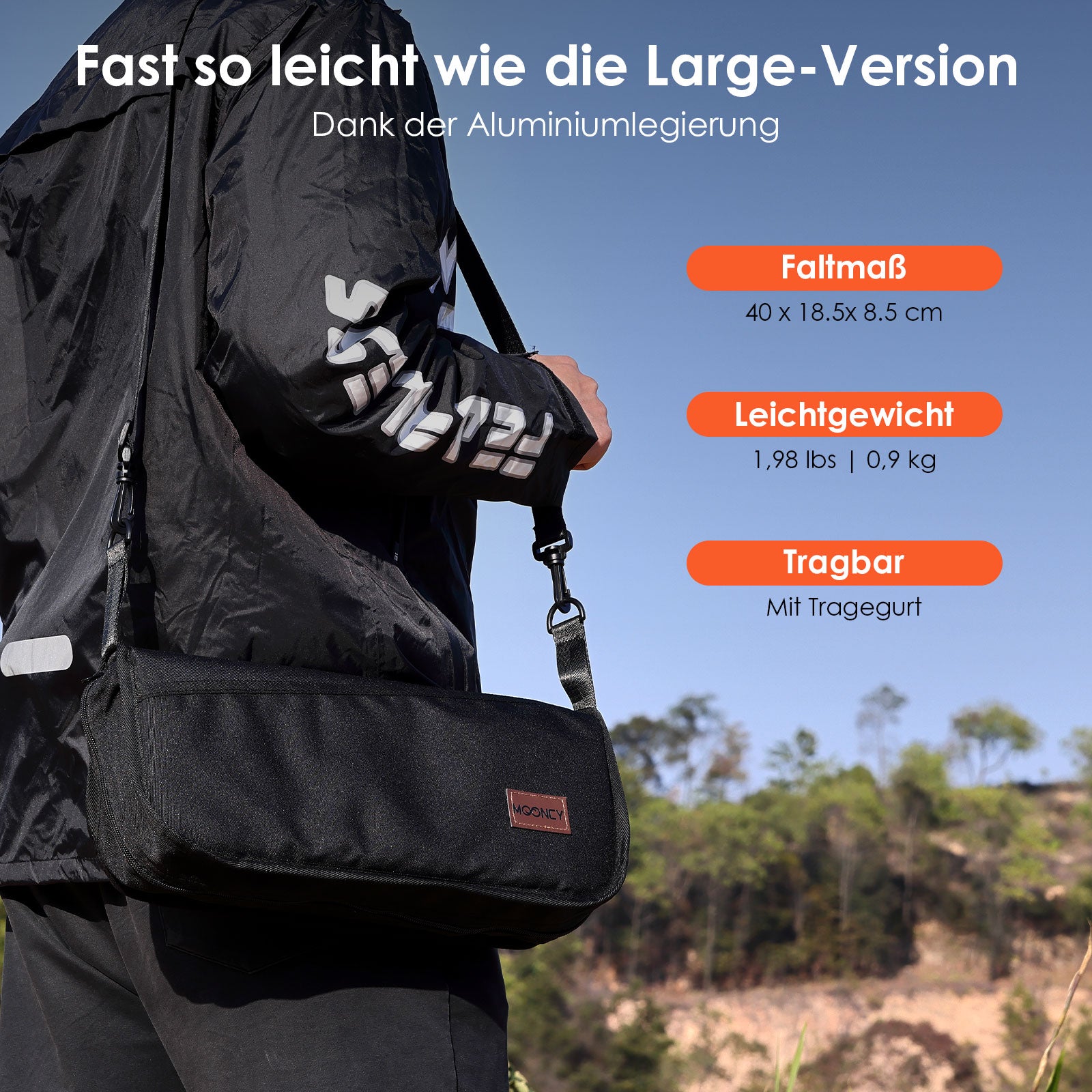 MOONCY Klapphocker Faltbar, 33×26,5×32cm Tragbarer Campinghocker Klappbar, Hält bis zu 120kg, Leichter Angelhocker für Wandern, Angeln und Draussen