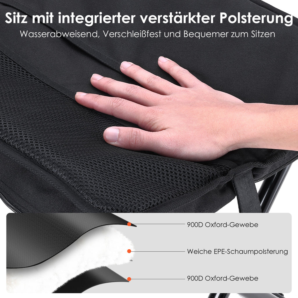 MOONCY Klapphocker Faltbar, 33×26,5×32cm Tragbarer Campinghocker Klappbar, Hält bis zu 120kg, Leichter Angelhocker für Wandern, Angeln und Draussen