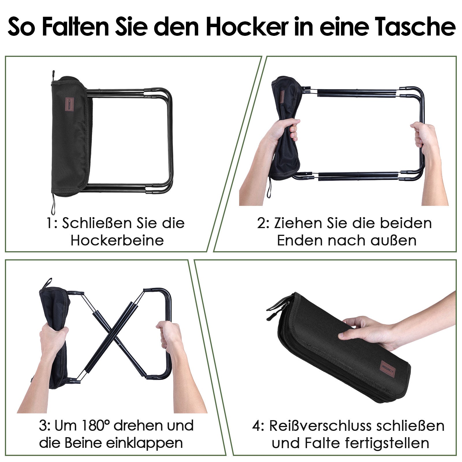 SPACELINE Tragbarer Campinghocker – Revolutionäre Falttechnologie  Kleiner falten. Schneller aufklappen. Intelligenter transportieren